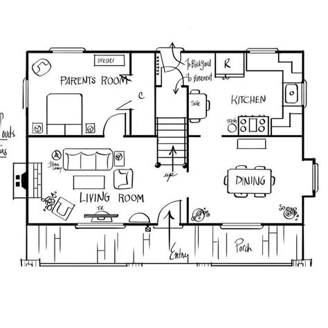 The Floor Plan For A Two Bedroom Apartment With An Attached Living Room