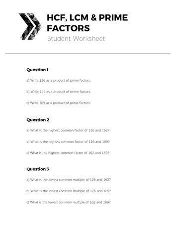 Hcf Lcm And Prime Factors Complete Lesson Teaching Resources