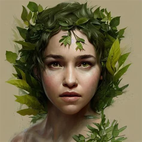 Emilia Clark As A Dryad Her Skin Are Yellow Leaves Stable Diffusion