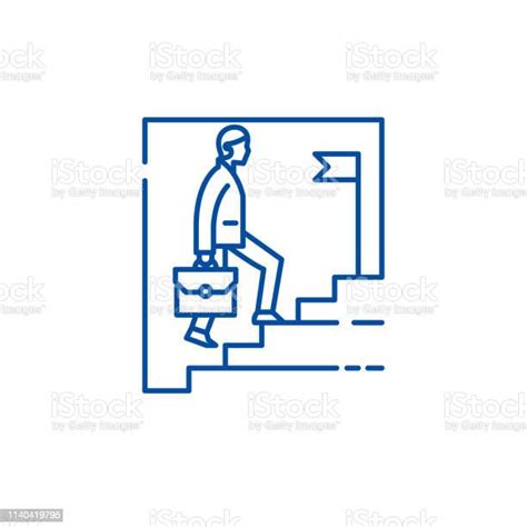 비즈니스 경력 라인 아이콘 개념입니다 비즈니스 경력 평면 벡터 기호 기호 개요 그림 개체 그룹에 대한 스톡 벡터 아트 및 기타