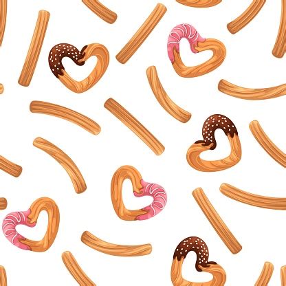 Churros Seamless Pattern Stock Illustration - Download Image Now - Churro, Vector, Pattern - iStock