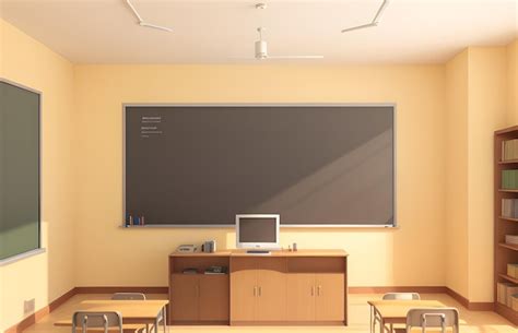 Premium Ai Image Classroom Interior With Blackboard And Computer Ai Generated