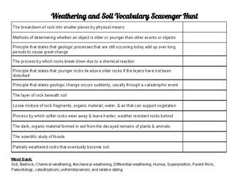 Weathering And Soil Scavenger Hunt By Minton Mart TPT