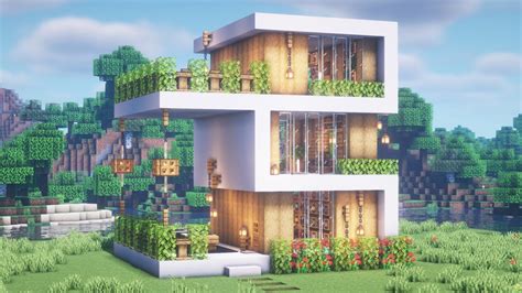 【マインクラフト】おしゃれなモダンハウスの作り方【minecraft】how To Build A Modern House【マイクラ建築】 モダンハウス マイクラ 建築