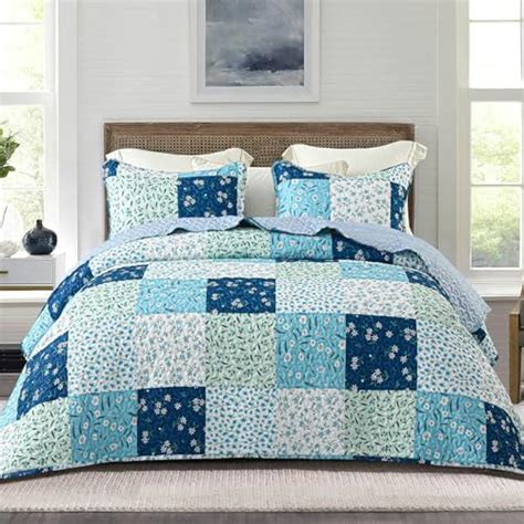 Uozzi Bedding Piece Reversible Colorful Quilt Set Queen Size With