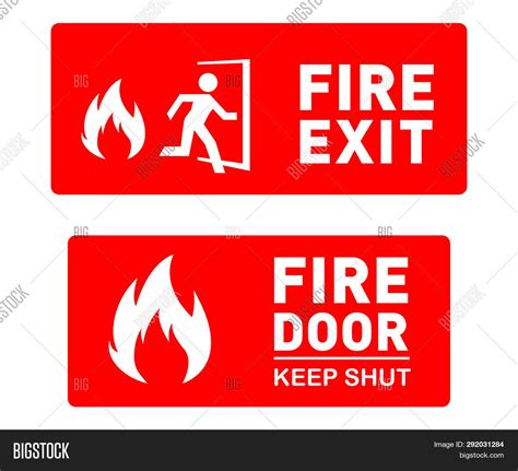 Red Fire Exit Sign Vector & Photo (Free Trial) | Bigstock