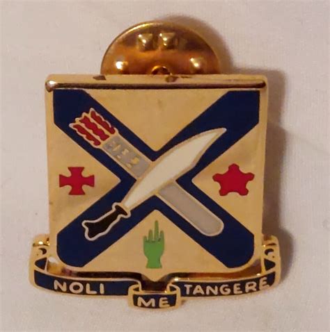 US Military 2nd Infantry Regiment Insignia Pin Noli Me Tangere Later