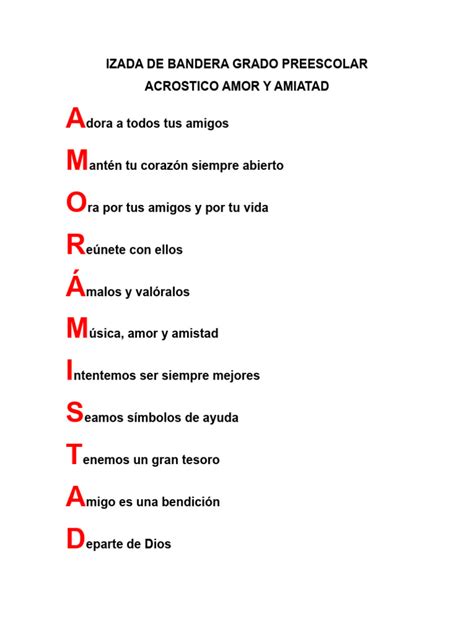 Acrostico Amor Y Amistad Pdf