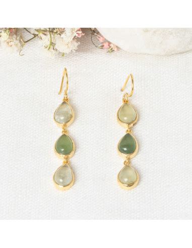 Boucles D Oreilles Sidonie Moonstone Orn Es De Calc Doine Vert Pr Hnite