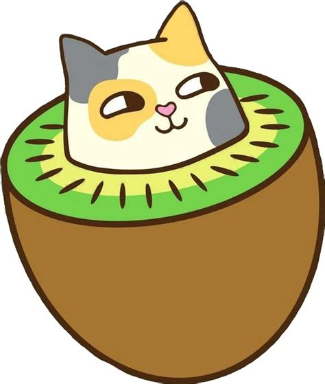 Sticker Cat Fruit Kiwi Kawaii Sticker By Yellow Kat Kawaii Stickers