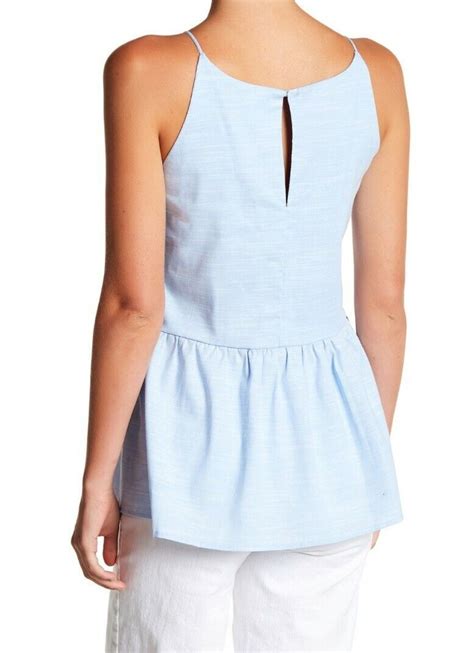 Nwt Nordstrom X Harlowe Graham Ruffle Poplin Tank Top Sky Sz M Ebay