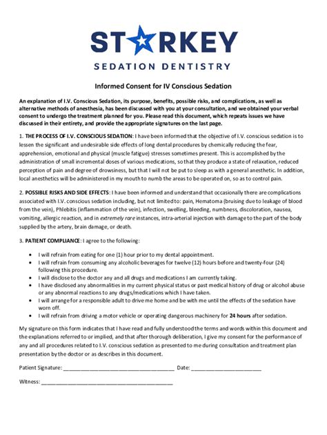 Fillable Online Informed Consent For Iv Conscious Sedation Informed Consent For Iv Conscious