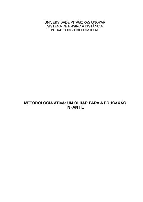 Projeto DE Gestão Educacional UNIVERSIDADE PITÁGORAS UNOPAR SISTEMA