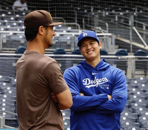 大谷翔平 試合前にダルと 「2番dh」でパドレス戦 4試合ぶり12号出るか／速報します Mlbライブ速報写真ニュース 日刊スポーツ