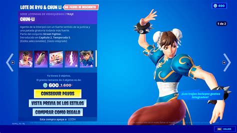 VUELVE LOTE DE CHUN LI Y RYU NUEVA TIENDA FORTNITE HOY 13 DE AGOSTO