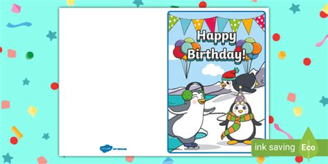 Penguin Birthday Card Hecho Por Educadores Twinkl