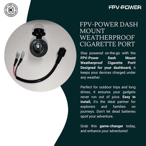 Fpv Power Dash Mount Weatherproof Cigarette Port Kayaks Fish