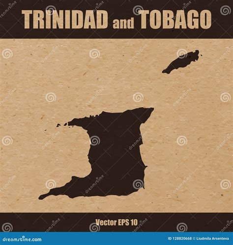 Detailed Map Of Trinidad And Tobago On Craft Paper Stock Vector Illustration Of Geography