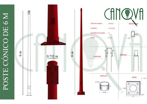 Poste Met Lico C Nico Circular Mts Canova Iluminacion