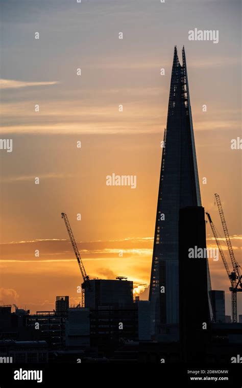 Stunning epic Autumn sunrise over London city skyline with the Shard ...