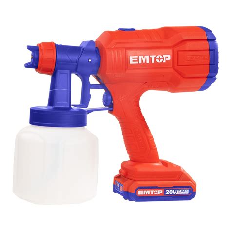 Pistolet Peinture Ml Sans Fil Emtop V Avec Chargeur