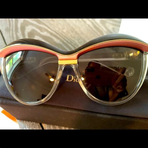 Dior Accessories Christian Dior Demoiselle Sunglasses Rare Pink Black And Clear Gold Accent