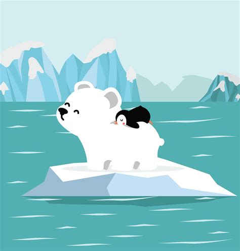 Funny Penguin And Polar Bear