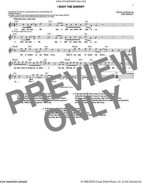 I Shot The Sheriff Sheet Music Fake Book Intermediate Fake Book