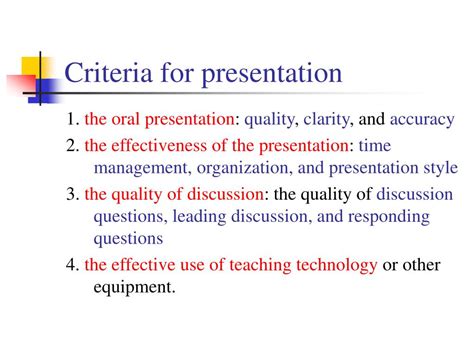 Ppt Criteria For Presentation Powerpoint Presentation Free Download Id616972