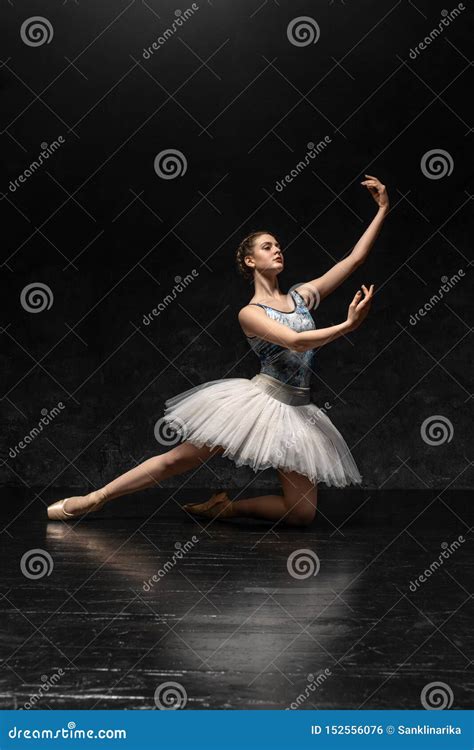 Ballerina Demonstrates Dance Skills Beautiful Classic Ballet Stock