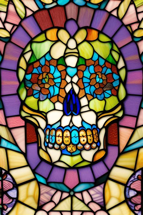 Colorful Stained Glass Sugar Skull · Creative Fabrica