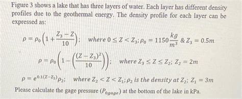 Solved Figure 3 shows a lake that has three layers of water. | Chegg.com