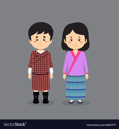 Couple character wearing bhutan national dress Vector Image