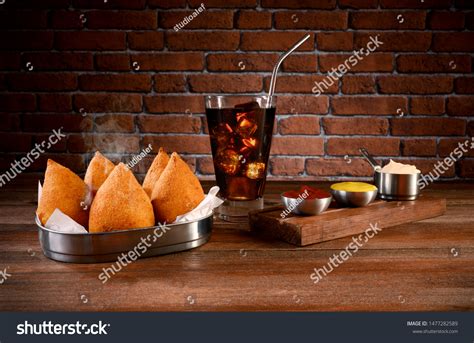 Portion Coxinha Traditional Brazilian Food Ketchup Stock Photo ...