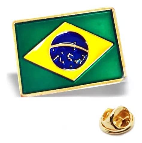 Kit Broche Pim B Ton Bandeira Do Brasil Folheado Ouro Mercadolivre