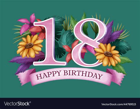 Colorful Happy 18th Birthday Background Design Vector Image