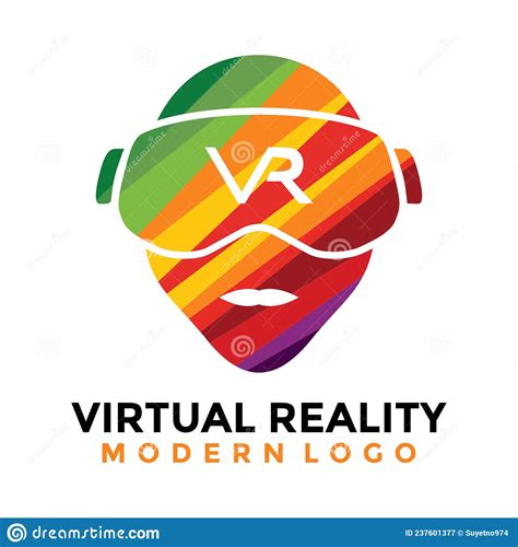 Colorful Vr Logo Design Vector Template Man Head With Virtual Reality