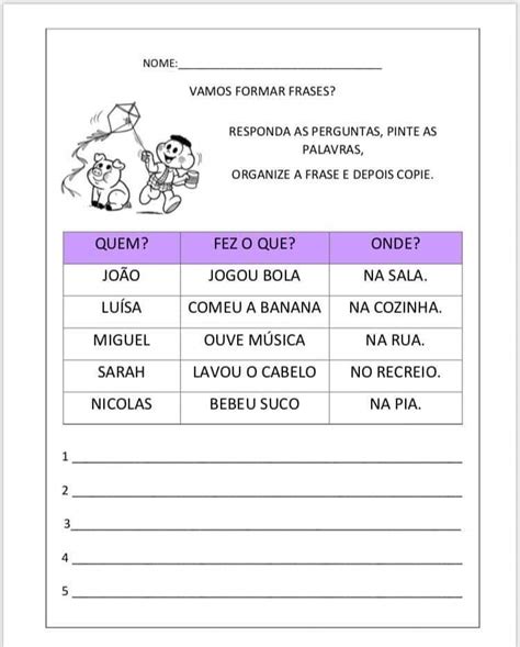Atividade Tipos De Frases