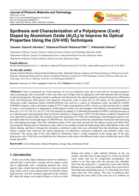 Pdf Synthesis And Characterization Of A Polystyrene Cork Doped By