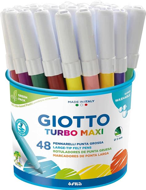 Giotto Turbo Maxi Barattolo Set X Pennarelli A Punta Larga Mm