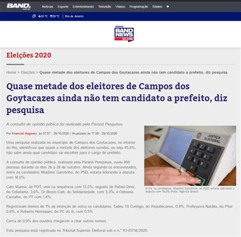 Band News Fm Divulga Pesquisa Realizado Pela Paran Pesquisas Paran