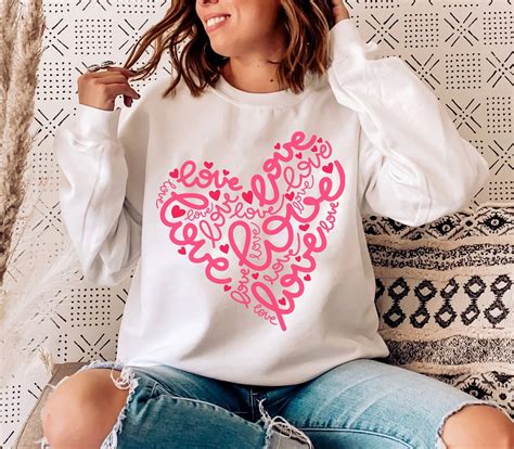 Heart Love Sweatshirt Valentines Day Sweatshirt Heart Etsy