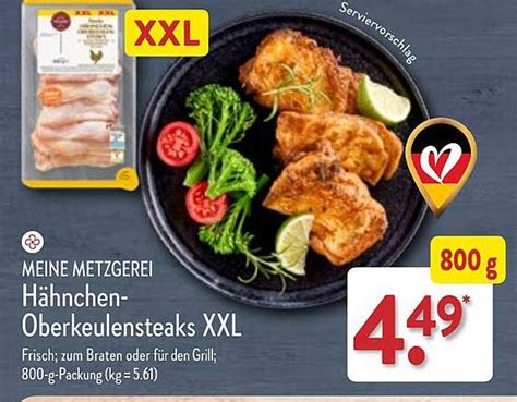 Meine Metzgerei Hähnchen oberkeulensteaks XXL Angebot bei ALDI Nord