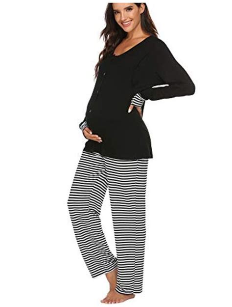 Buy Ekouaer Maternity Nursing Pajama Set Long Sleeves Breastfeeding Sleepwear Soft Hospital