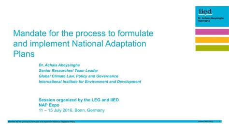 Mandate For The Process To Formulate And Implement National Adaptation