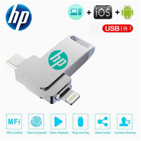 Hp Otg Usb Flash Drive 256gb 512gb 1tb Type C For Iphone Ipad Lightning Usb Stick High Speed Pen