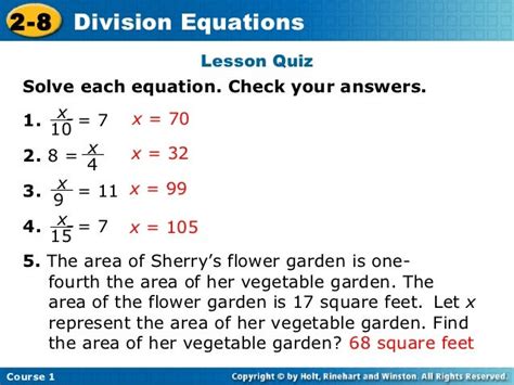 Solving Division Equations