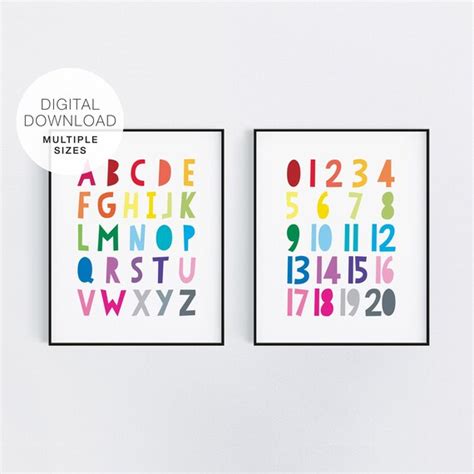 ABC 123 Printable Set of 2 Alphabet Kids Room Decor 123 Kids | Etsy