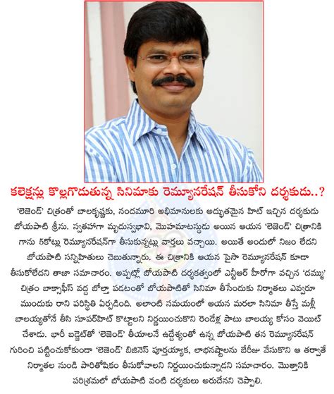 boyapati srinu,boyapati srinu no remuneration for legend movie ...