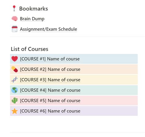 University Class Management Notion Template Prototion